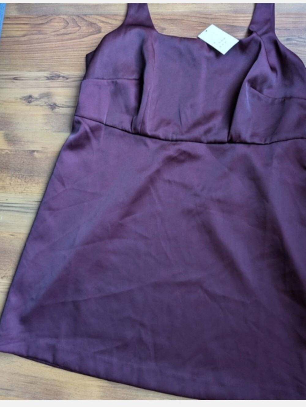 BNWT a new day Plus Size Satin Plum Square-Neck Mini Dress